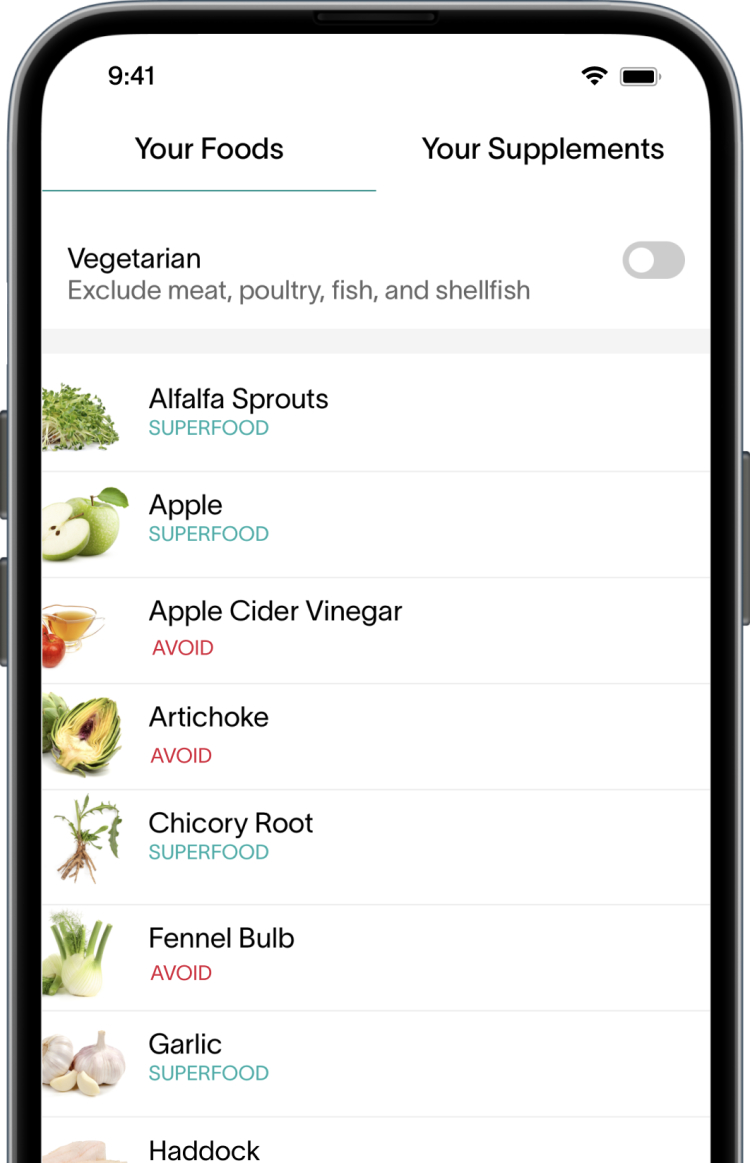 [Phone Screen] Viome App - Your Food