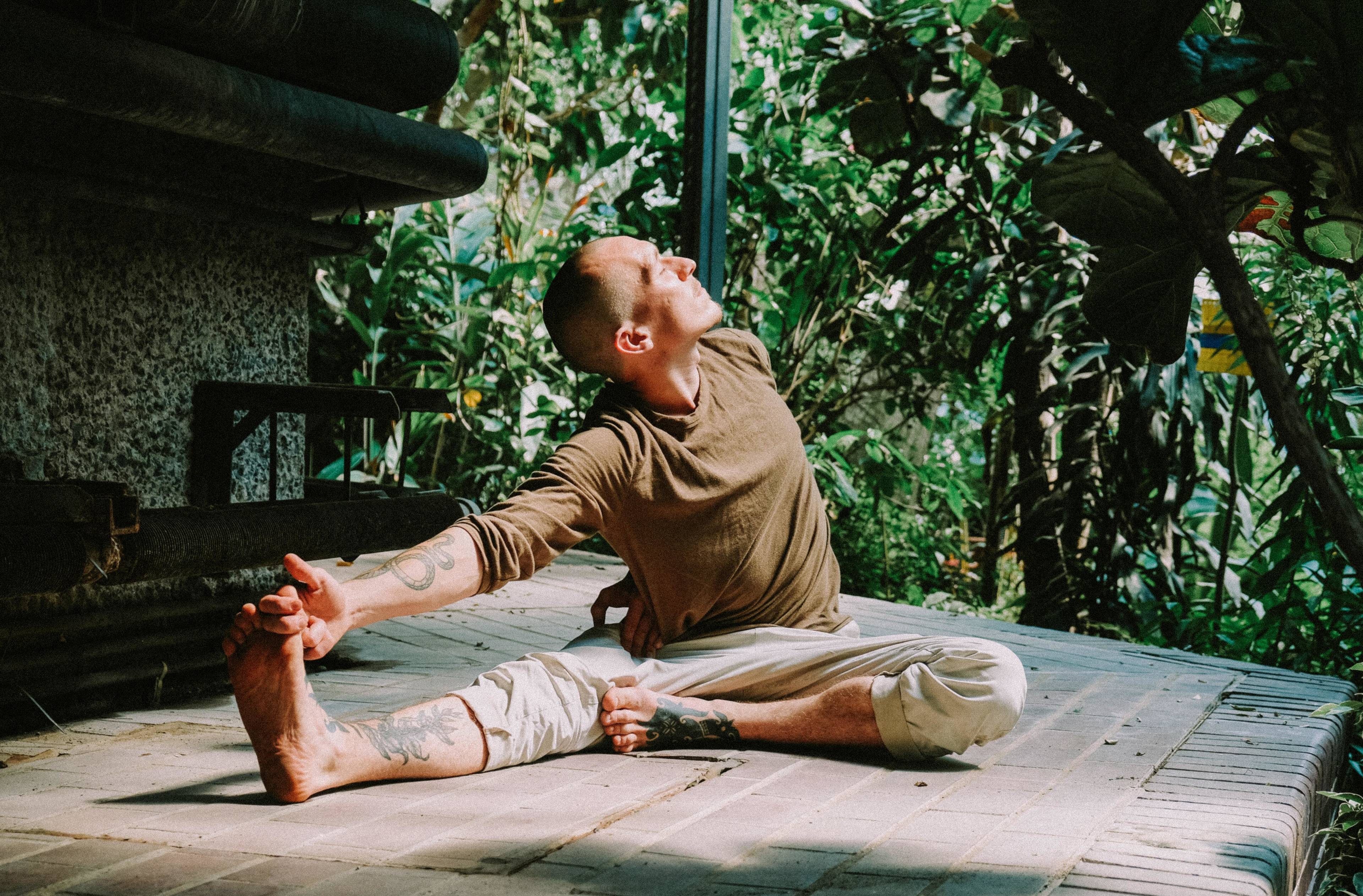 man doing yoga